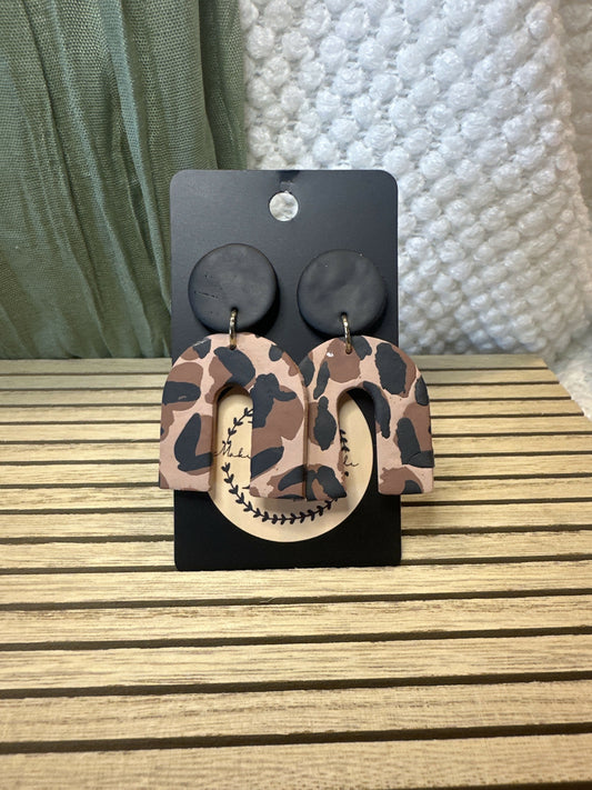 Leopard Print Arch Polymer Clay Earrings