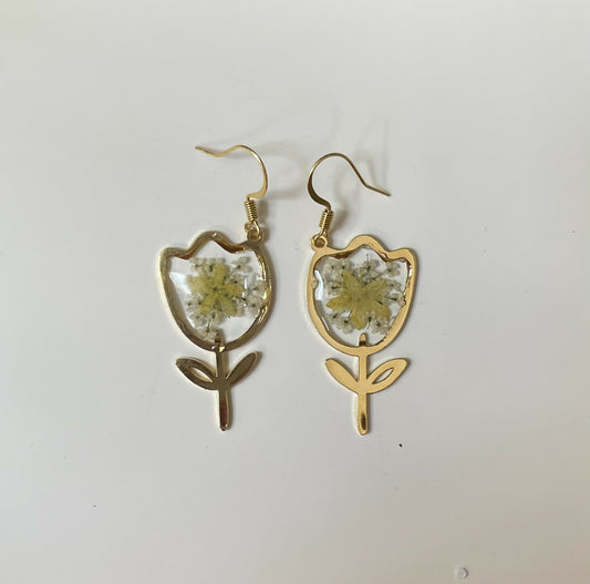 Tulip Pressed Flower Earrings