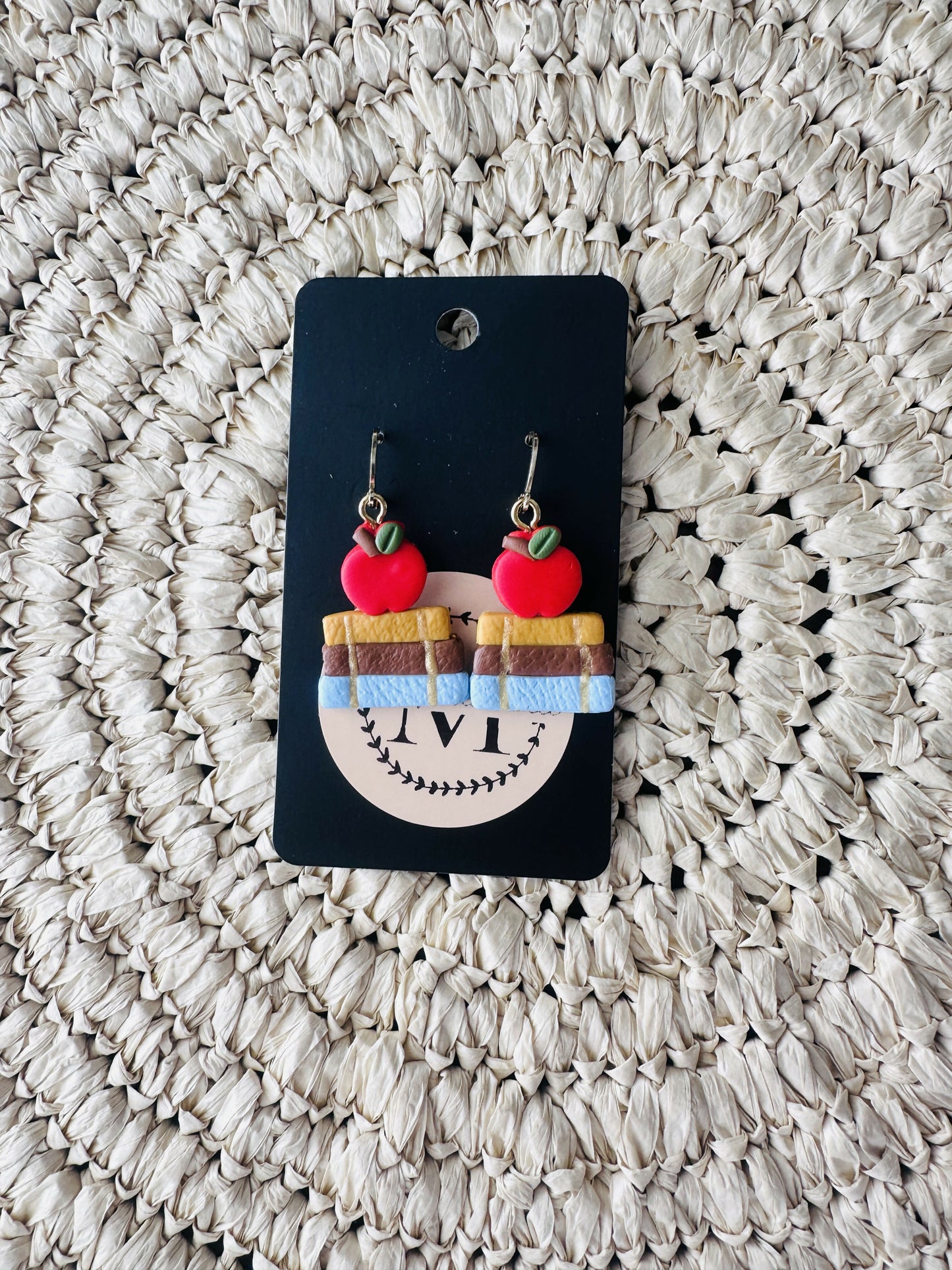 Teacher Book Stack Polymer Clay Earrings