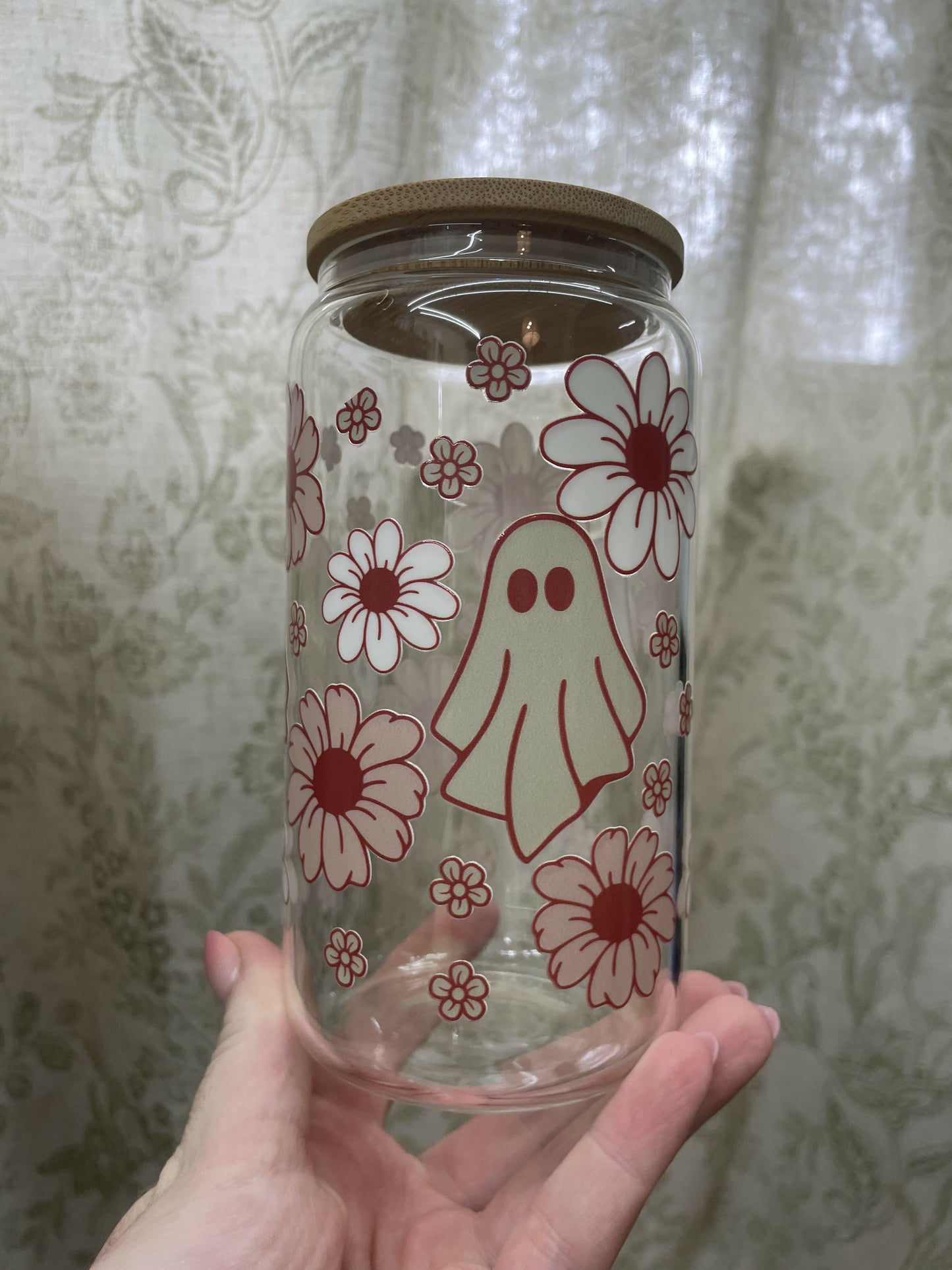 Floral Ghost Glass Cup