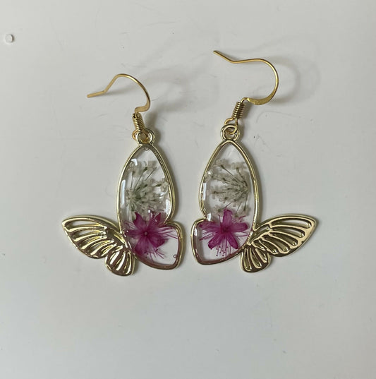Butterfly Pressed Flower Good Earrings Small