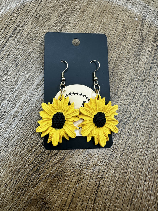 Sunflower Dangle Polymer Clay Earrings