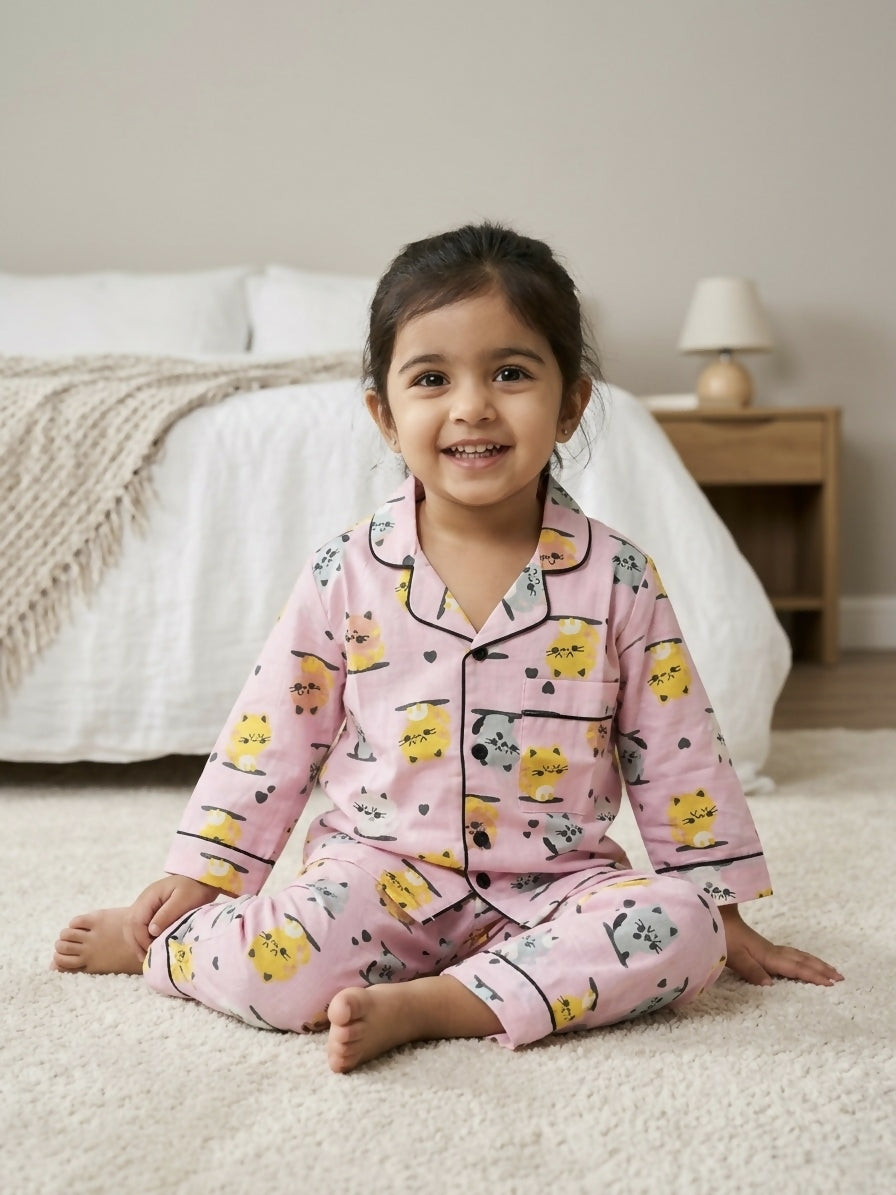 Sweet Dreams Cat Print Pajama Set