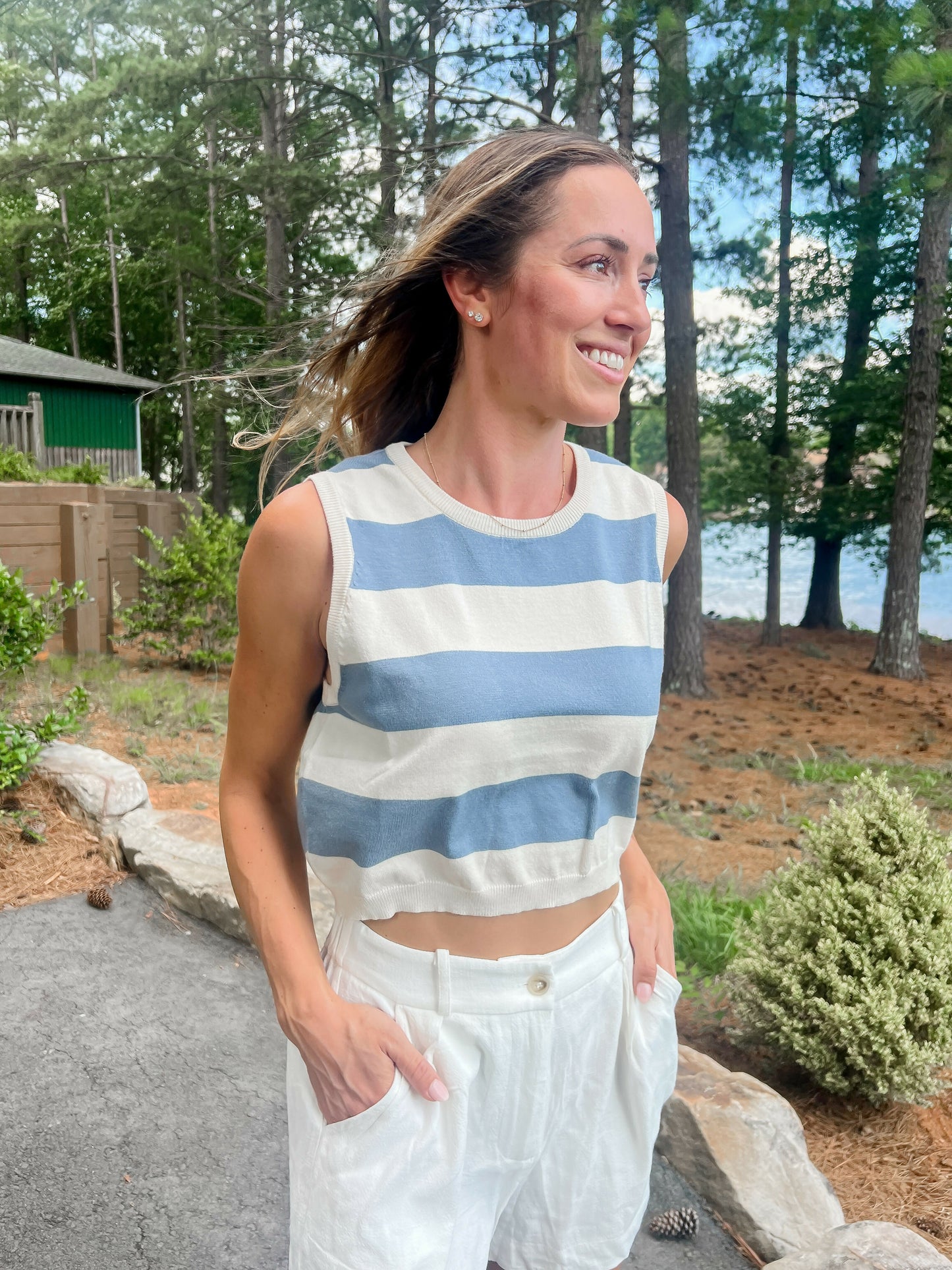 Light Blue Stripe Top