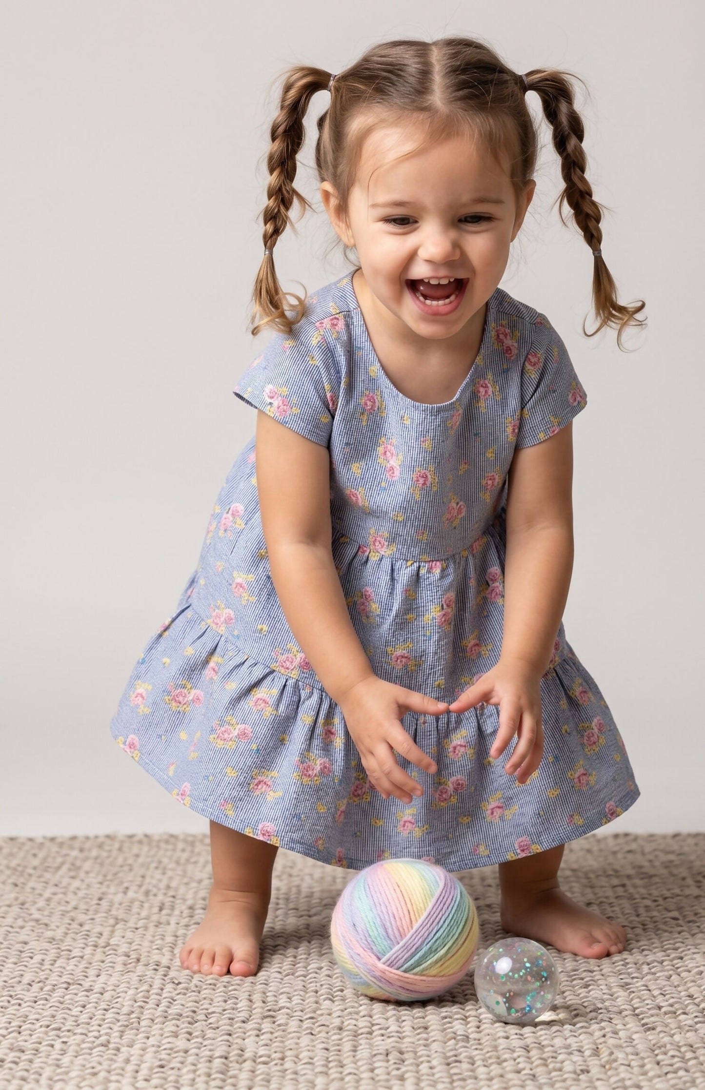 Chambray Floral Tiered Dress