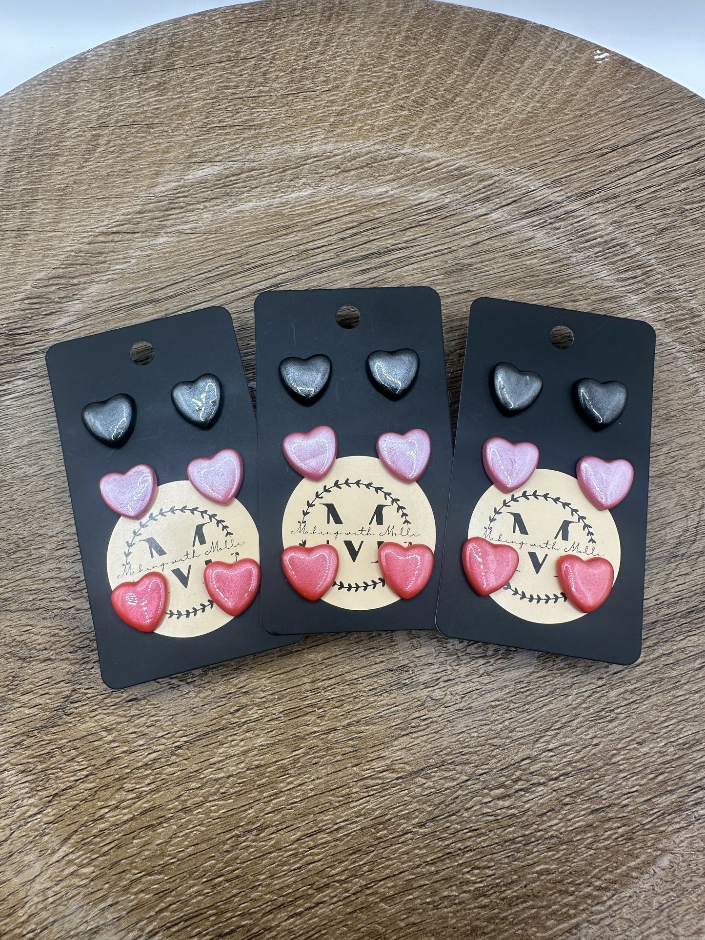 Shiny Heart Set Polymer Clay Earrings