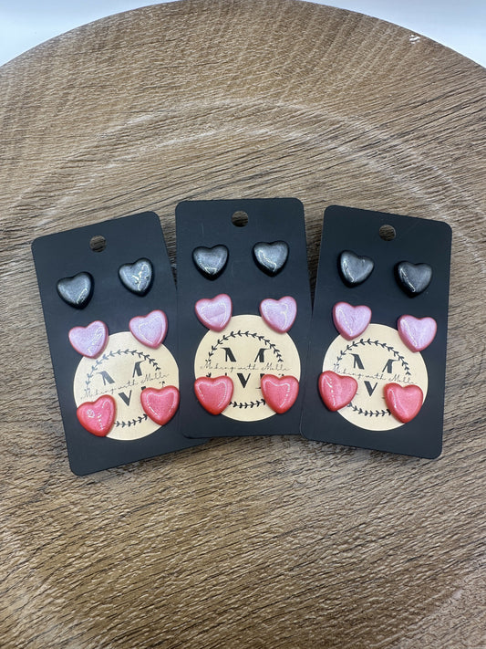 Shiny Heart Set Polymer Clay Earrings