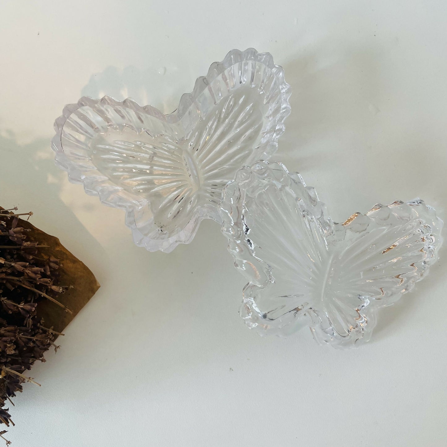 Vintage Crystal Butterfly Trinket Dish