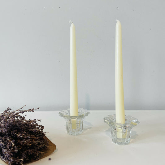 Vintage Petal Glass Candle Holders & Creamy Tapers