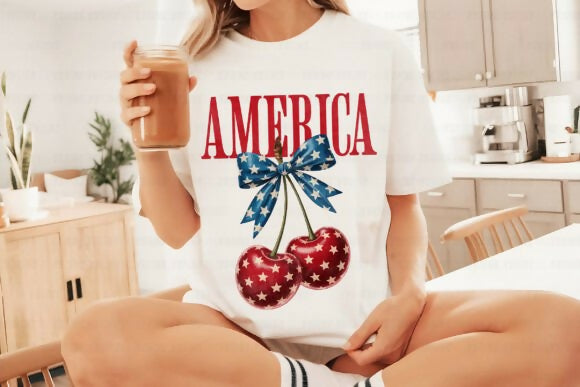 T-Shirt - White - America Cherries