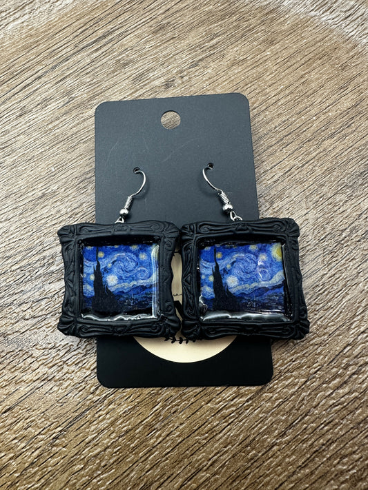 Starry Night Polymer Clay Earrings