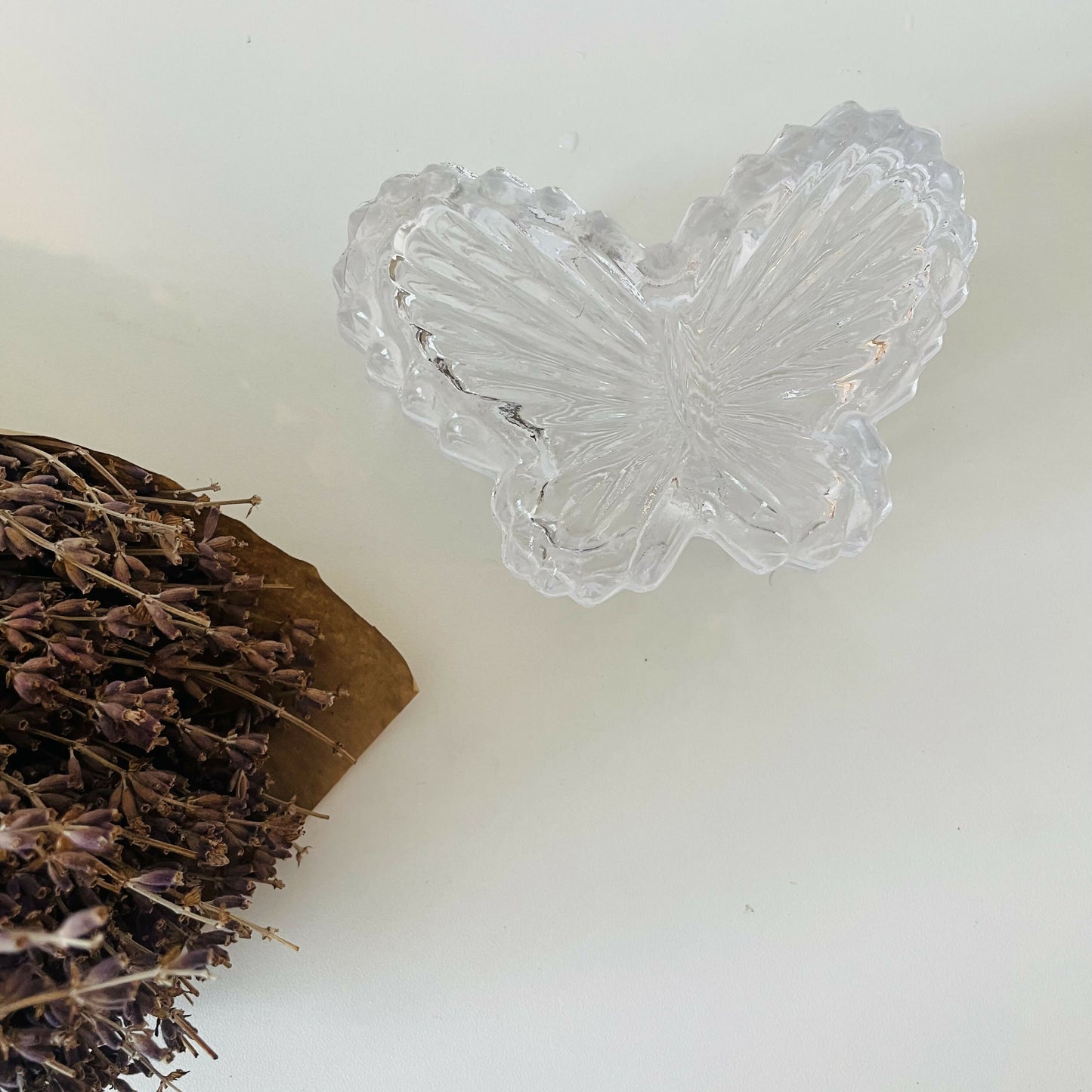 Vintage Crystal Butterfly Trinket Dish