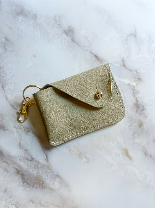 almond mini card wallet card carrier keychain