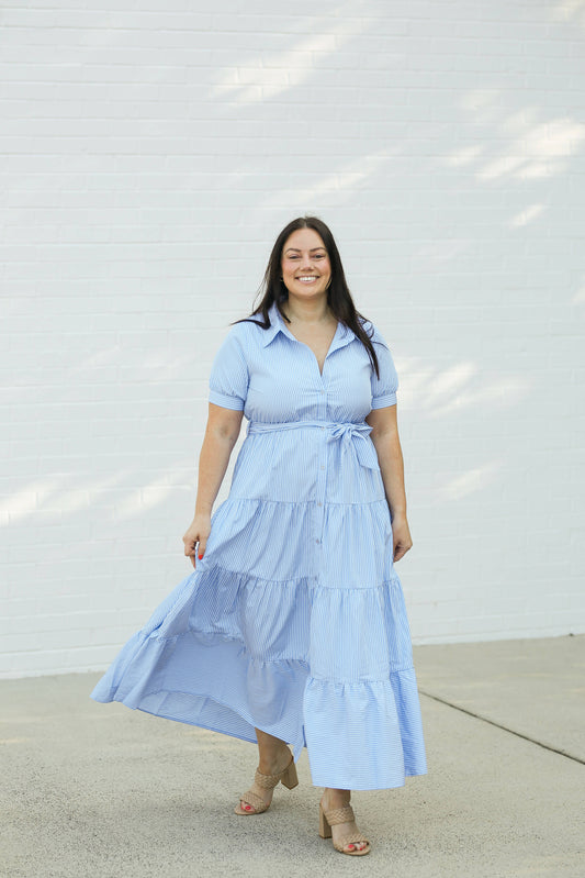 Blue Striped Maxi Dress