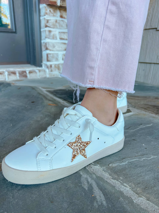 Lindsey White & Gold Star Sneakers