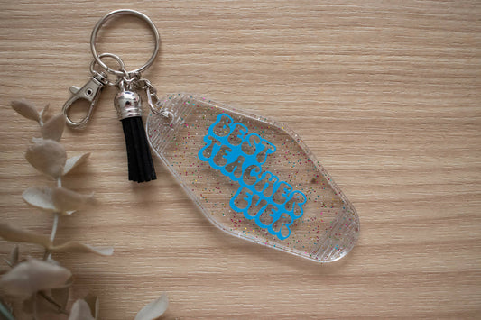 Best Teacher Ever Glitter Keychain