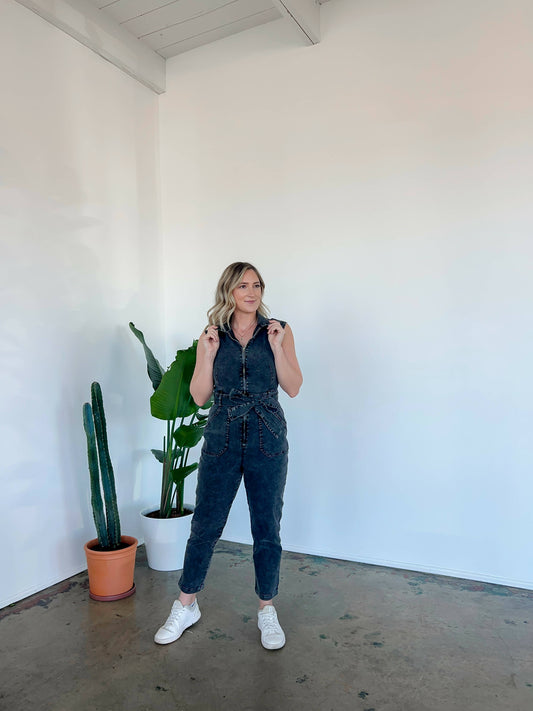 Black Denim Jumpsuit