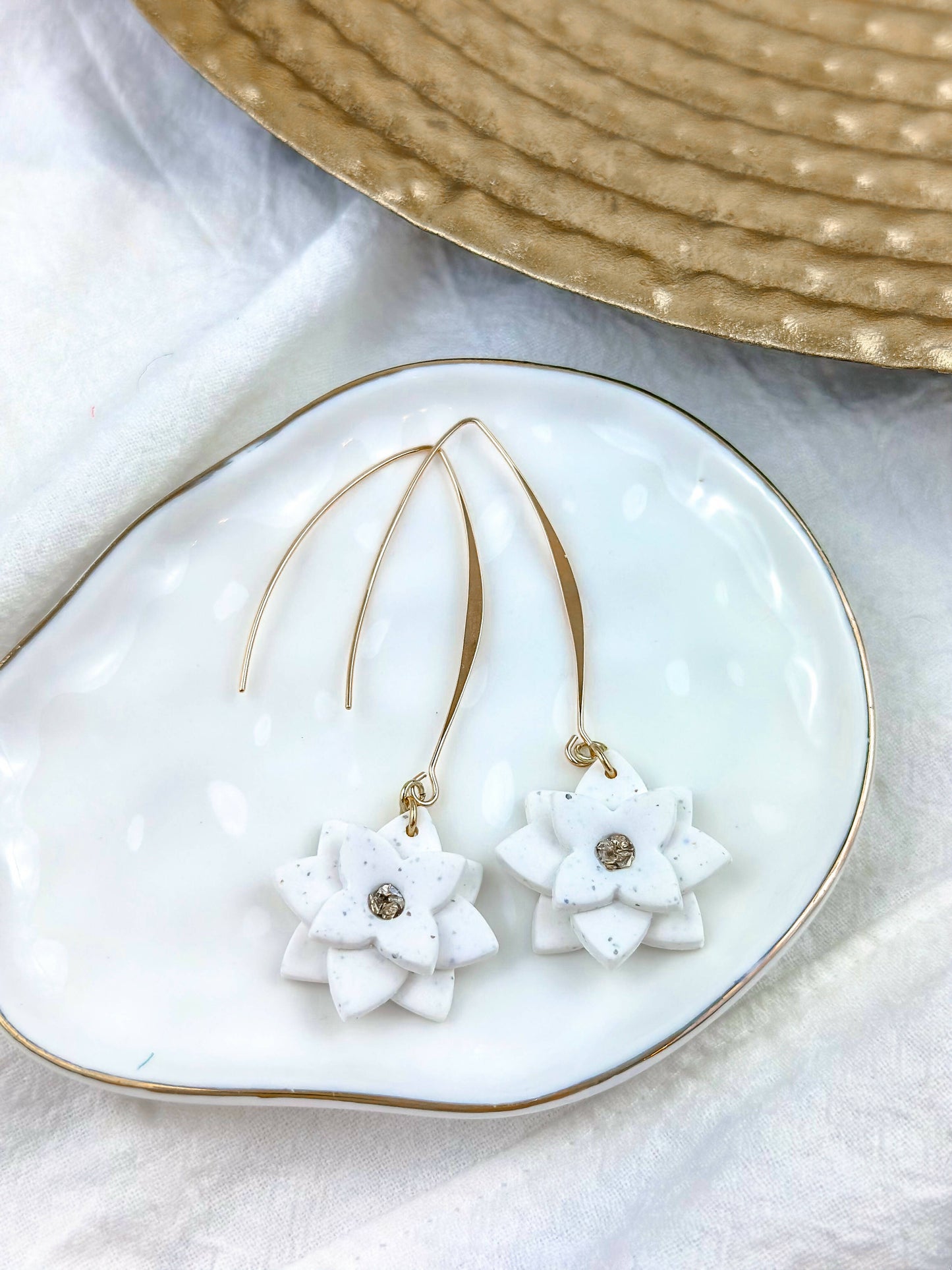 The Dahlia Earrings | speckled white