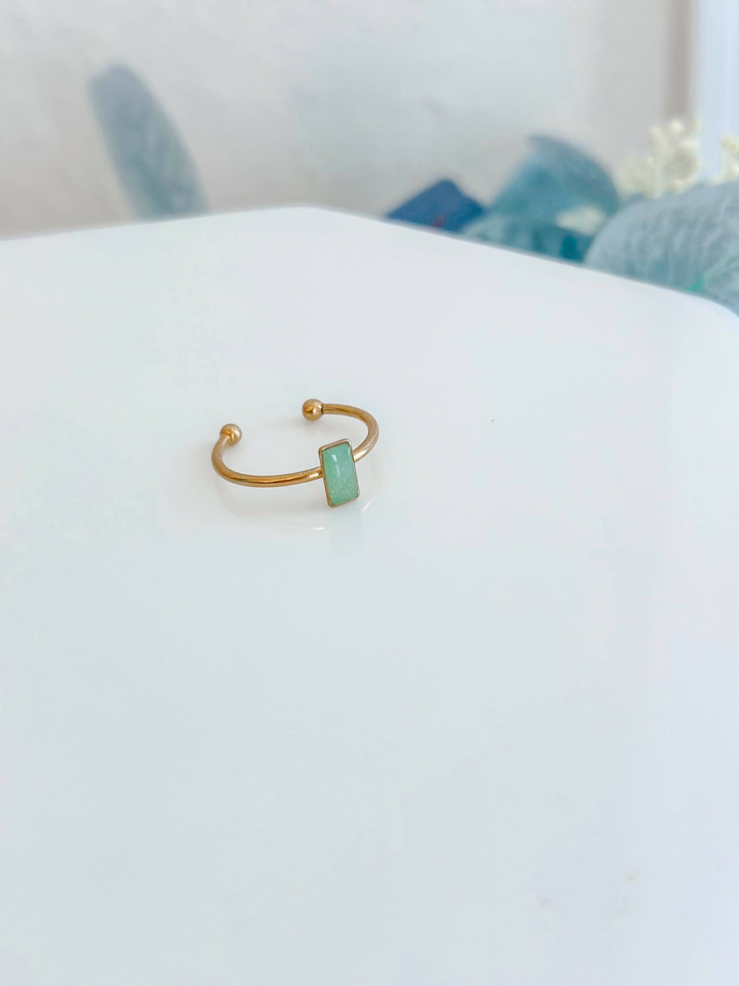 Rectangle ring | aquamarine