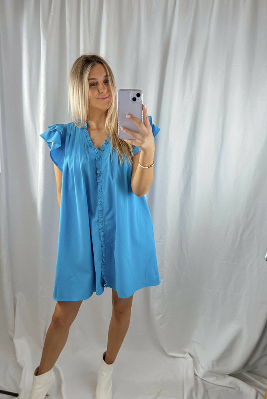 Bayside Bliss Ruffle Blue Dress